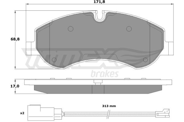 TOMEX BRAKES stabdžių trinkelių rinkinys, diskinis stabdys TX 16-95